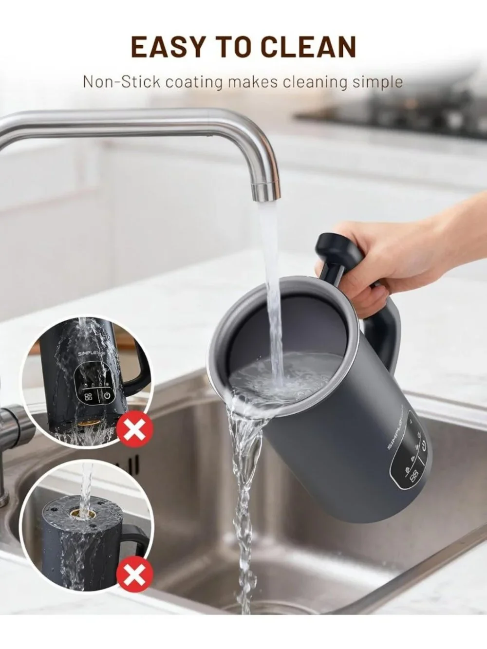 4-in-1 Electric Milk Frother & Steamer - LED Touch Screen, Warm & Cold Foam